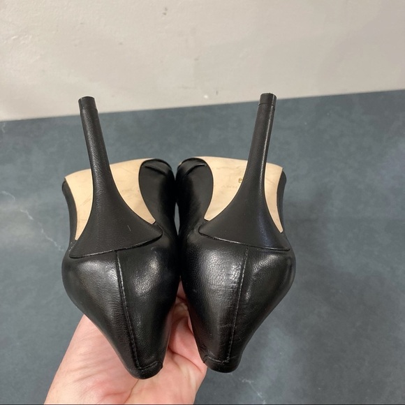 Ann Taylor sz 6 black leather peeptoe heels - Picture 14 of 16